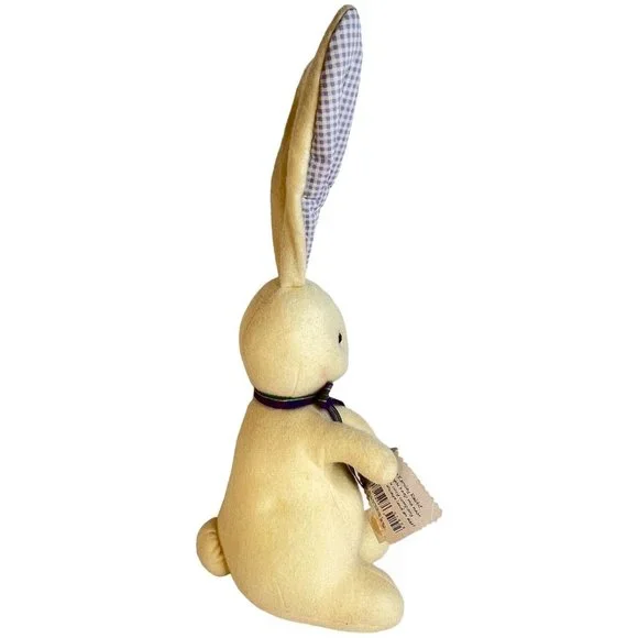 Hallmark Earsley Bunny Rabbit Plush Purple Check Ears Plaid Bow Felt 19” Toy VTG - Picture 4 of 9